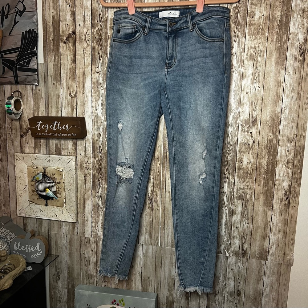 KanCan Women's Light Blue Distressed Skinny Jeans 11/29